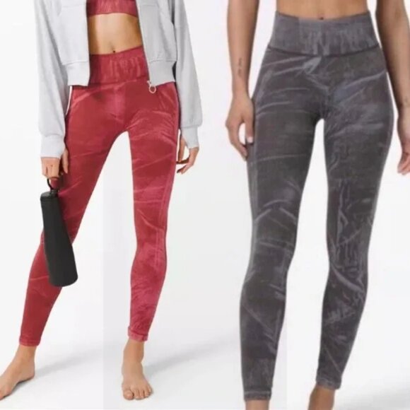 2 pairs!! Lululemon Athletica ebb to the street tight wash leggings red & gray - Picture 1 of 13